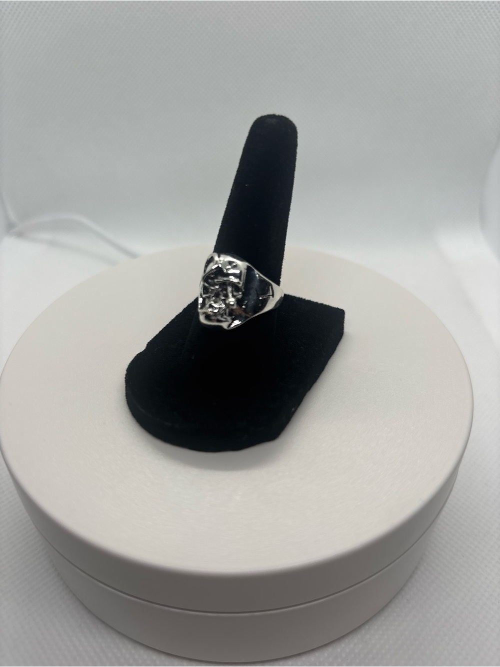 Sterling Silver Skull Statement Ring - Silver